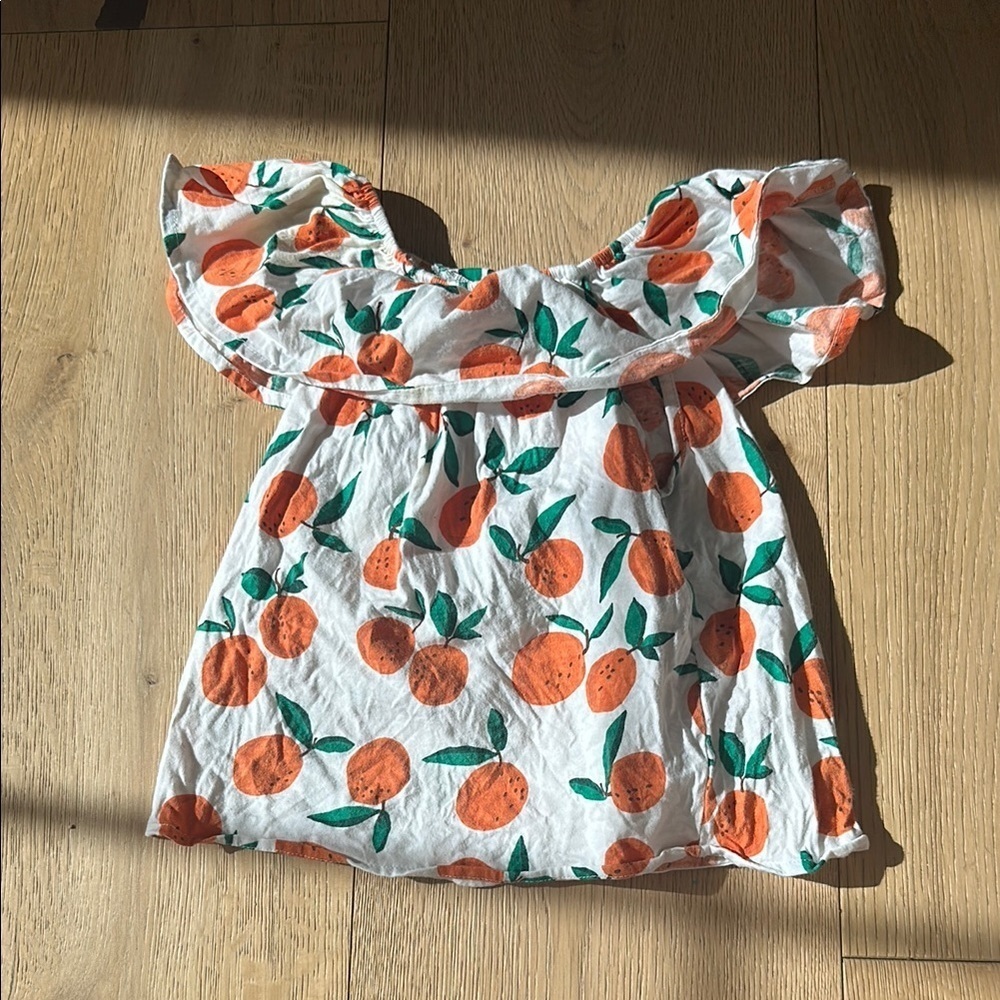 Zara girls Orange Print Kids Top 9